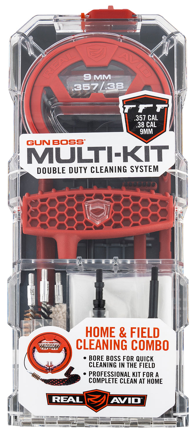 Real Avid AVGBMK9MM 9mm / 357 Mag / .38 Cal Pistol Gun Boss Multi-Kit in Plastic Box Case