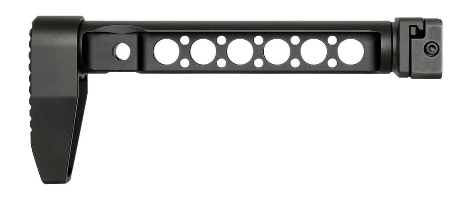 Midwest Industries Steel Side Folding Buttstock with Adaptor Black Minimalistic Butt Plate
