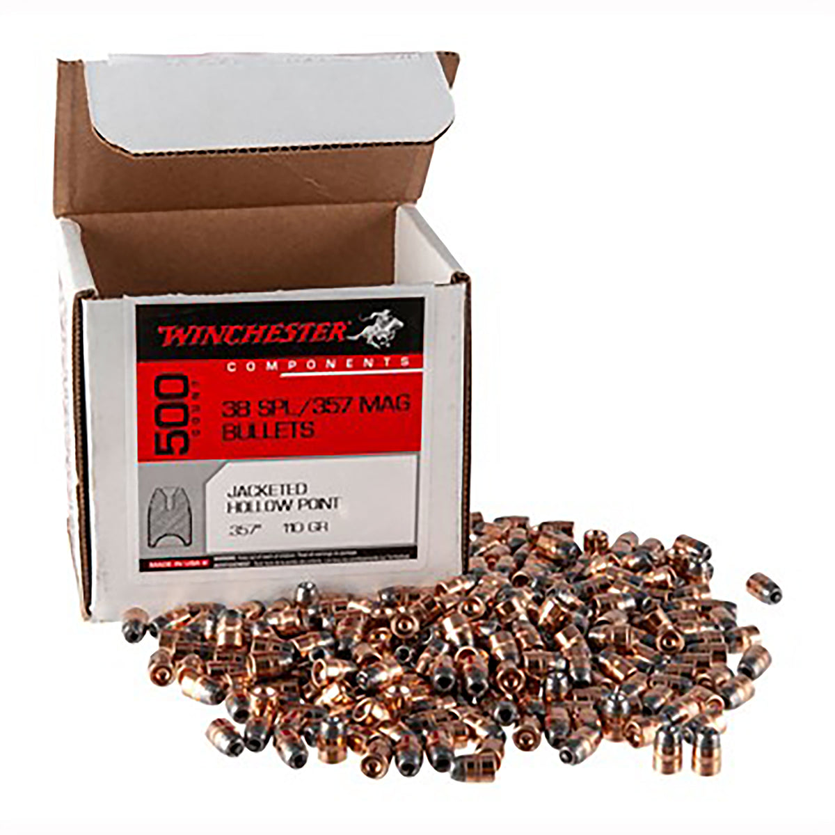 Winchester WB38HP110D .38 Cal 110gr JHP Reloading Component Bullets Box of 500