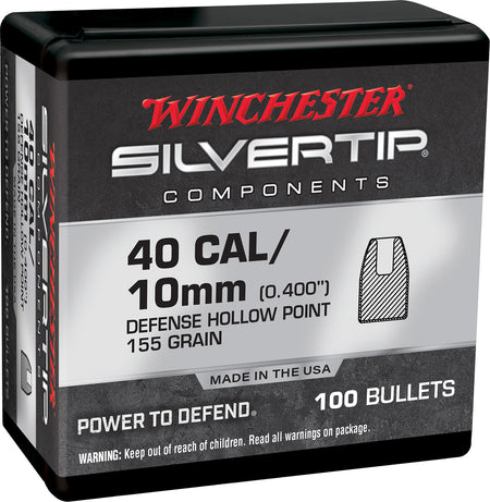 Winchester WB40ST155X .40 S&W 155gr Silvertip Hollow Point Handgun Reloading Bullets Box of 100