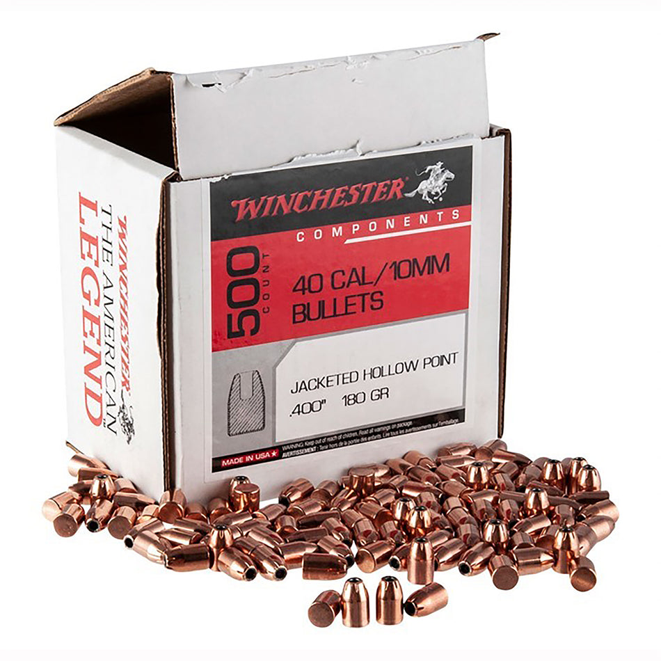Winchester WB40HP180D .40 S&W 180gr Jacketed Hollow Point Handgun Reloading Bullets 500-Count Box