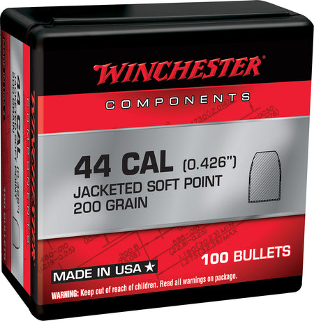 Winchester WB44SP200X .44 RemMag 200gr Soft Point Handgun Reloading Component Bullets Box of 100