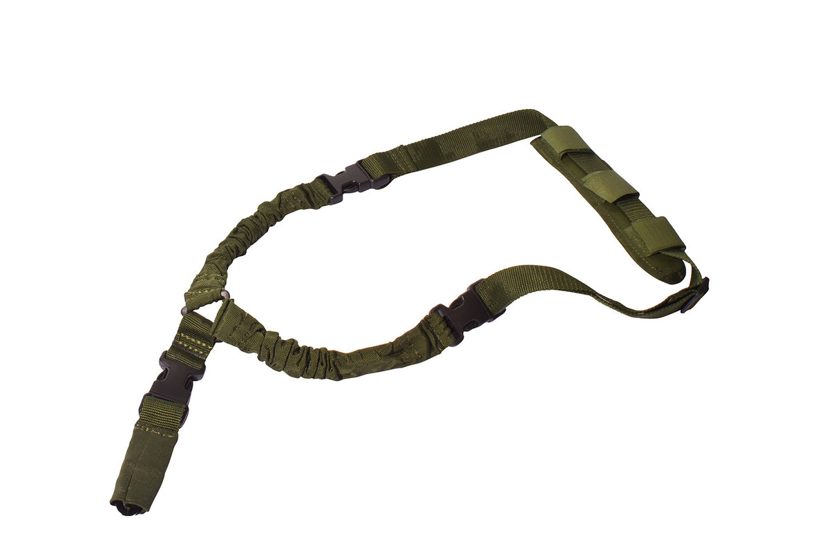 Rukx Gear Tactical Single Point Sling Green Adjustable Bungee Nylon ATICT1PSG