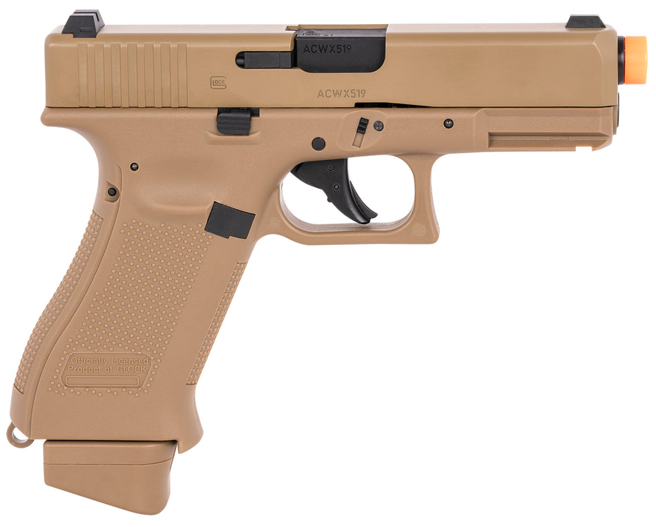 Umarex 2276338 G19X Gen5 CO2-Powered Airsoft Pistol 6mm BB 14 Round Coyote Tan Frame