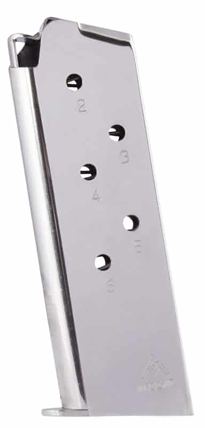 Mec-Gar 6rd 45 ACP Nickel Detachable Magazine for 1911 Officer
