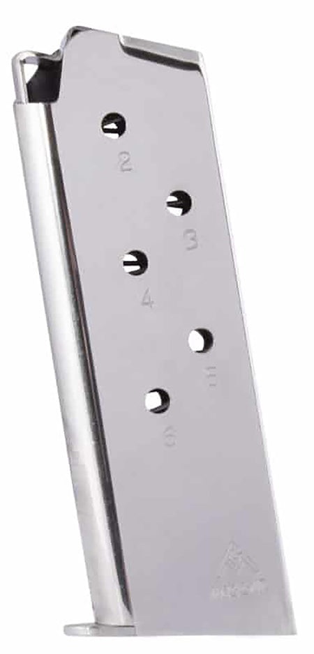 Mec-Gar 6rd 45 ACP Nickel Detachable Magazine for 1911 Officer