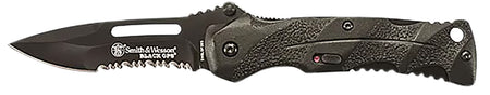Smith & Wesson Black Ops SWBLOP2BSCP Assisted Opening Folding Knife 3.40" Partially Serrated 4034 SS Blade