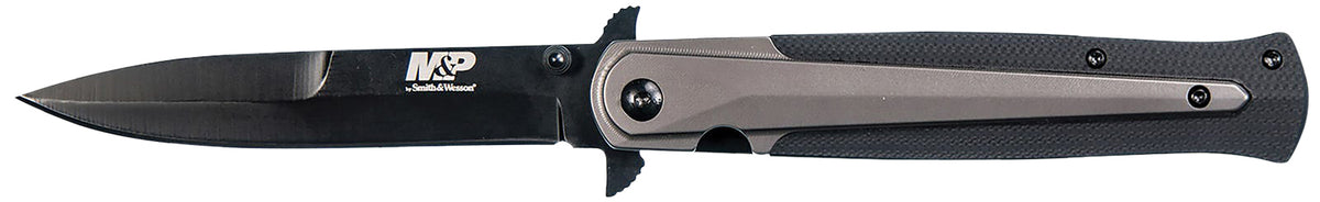 Smith & Wesson M&P Tactical Stiletto 1085899 Folding Knife 4" Spear Point SS Blade Black and FDE FRN Handle