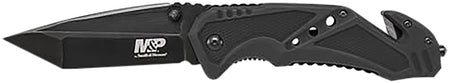 Smith & Wesson M&P Rescue SWMP11BCP Folding Tanto Knife 3.80" Black SS Blade G10 Handle Seat Belt Cutter Pocket Clip