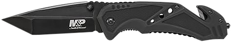 Smith & Wesson M&P Rescue SWMP11BCP Folding Tanto Knife 3.80" Black SS Blade G10 Handle Seat Belt Cutter Pocket Clip