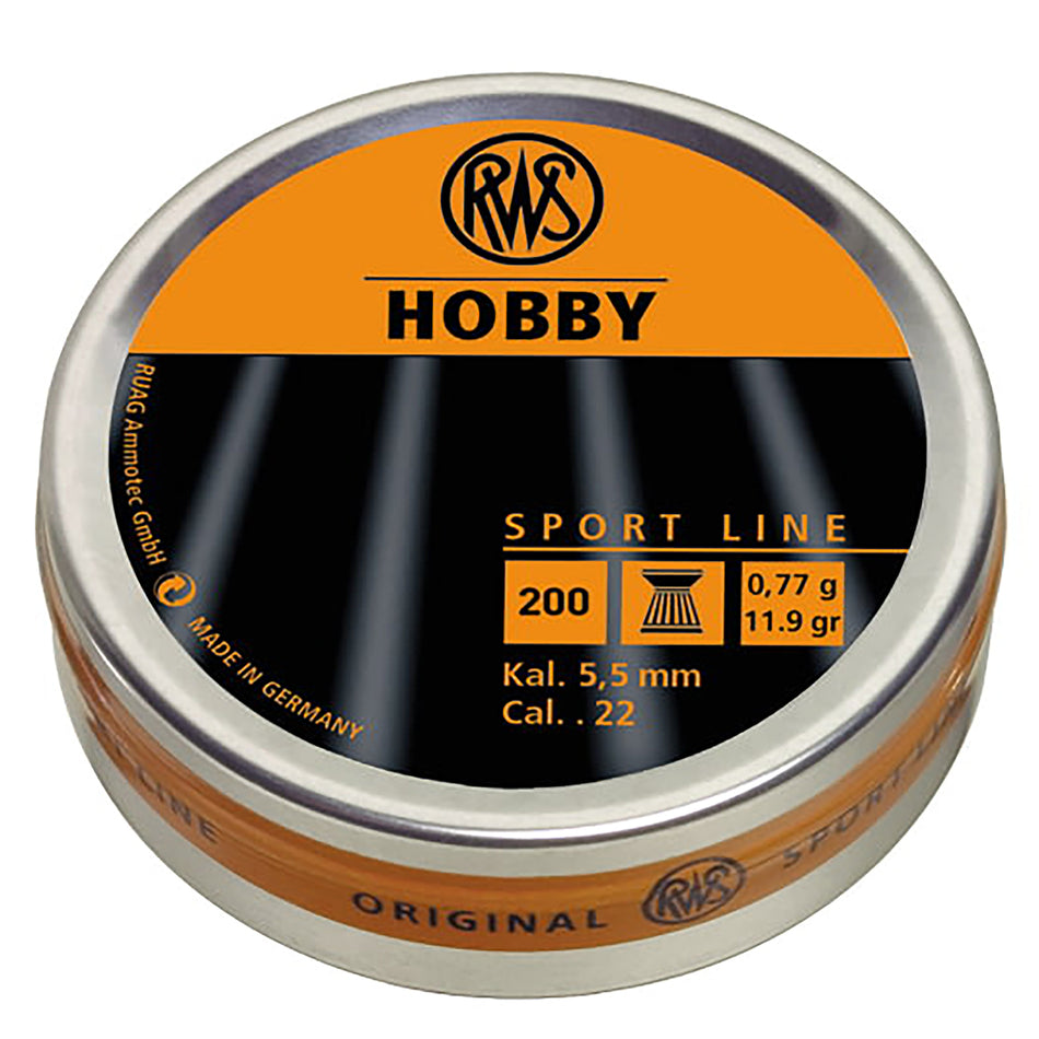 RWS Hobby .22 Cal Lead Wadcutter Air Pellets 200/Tin