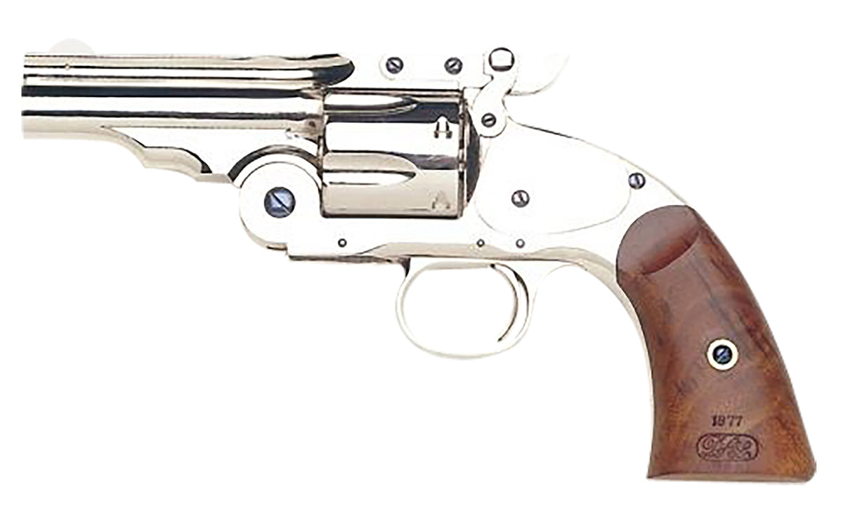 Taylors & Company 550675 Schofield Top Break 44-40 Win Caliber with 5" Barrel, 6rd Capacity Cylinder, Overall Nickel-Plated Finish Steel & Walnut Grip