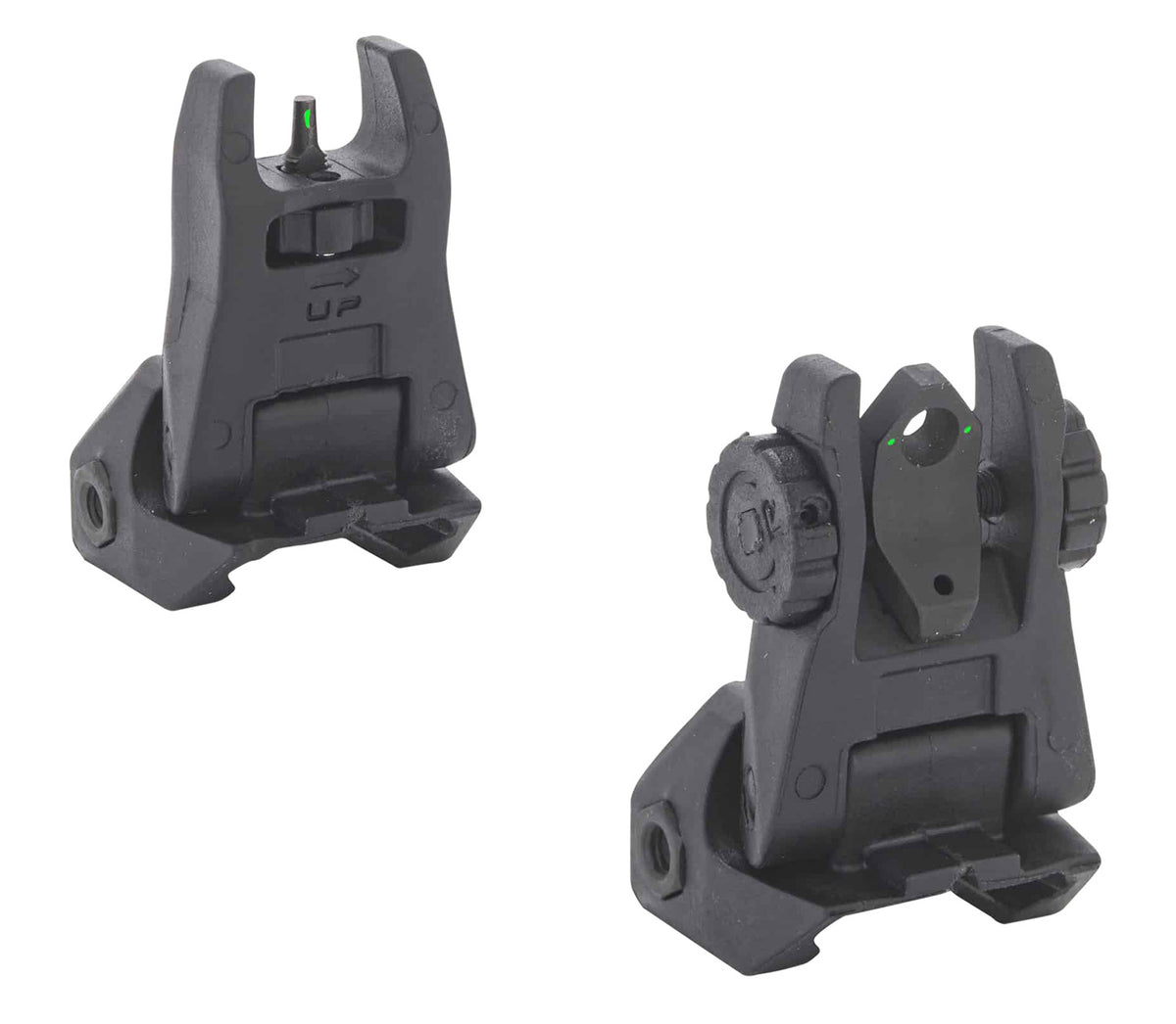 Meprolight 404100 FUBS Black AR-15 Flip-Up Tritium Backup Sight Set Green Front/Green Rear