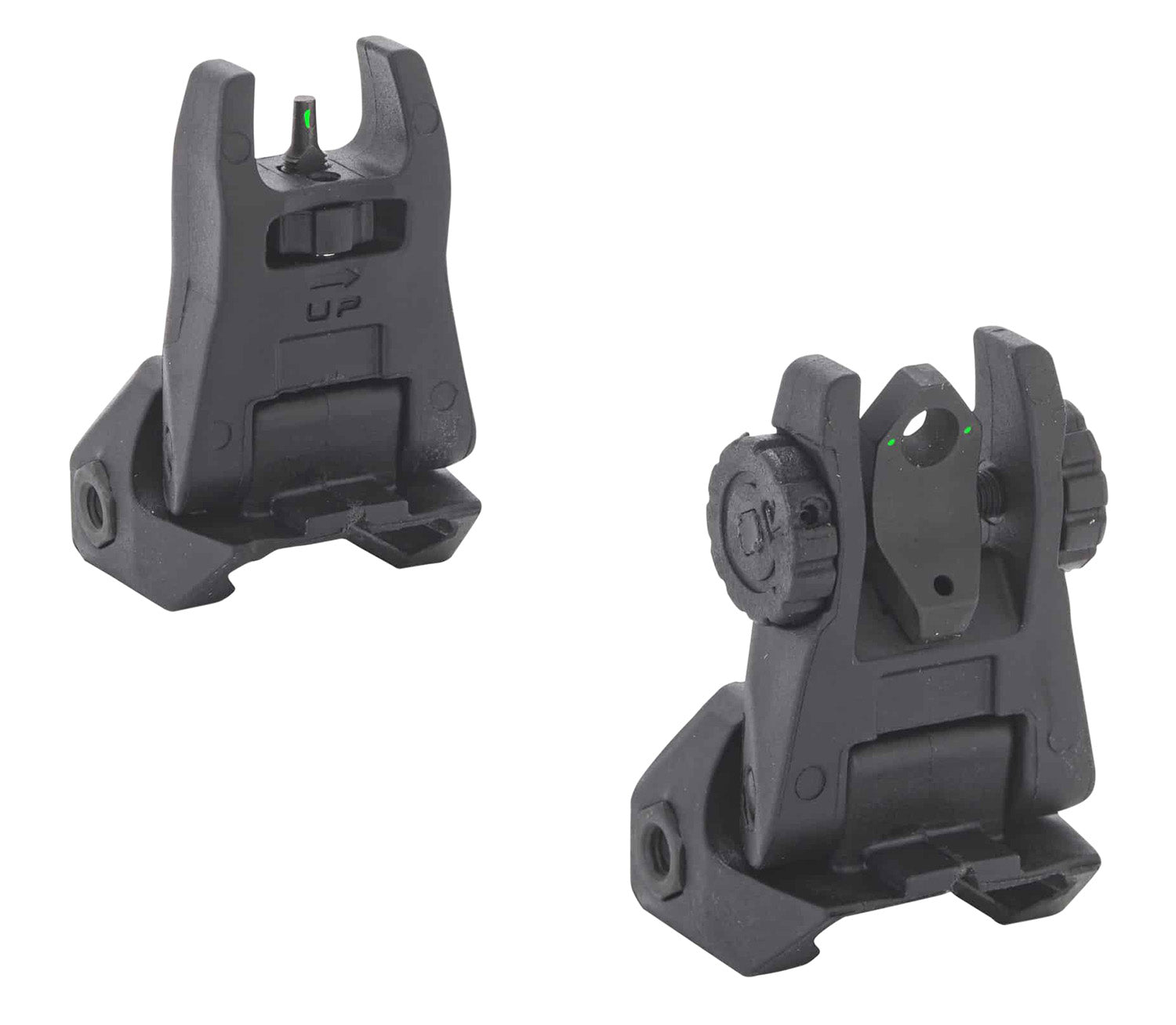 Meprolight 404100 FUBS Black AR-15 Flip-Up Tritium Backup Sight Set Green Front/Green Rear