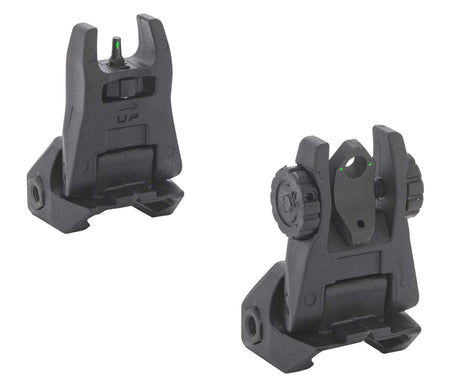 Meprolight 404100 FUBS Black AR-15 Flip-Up Tritium Backup Sight Set Green Front/Green Rear
