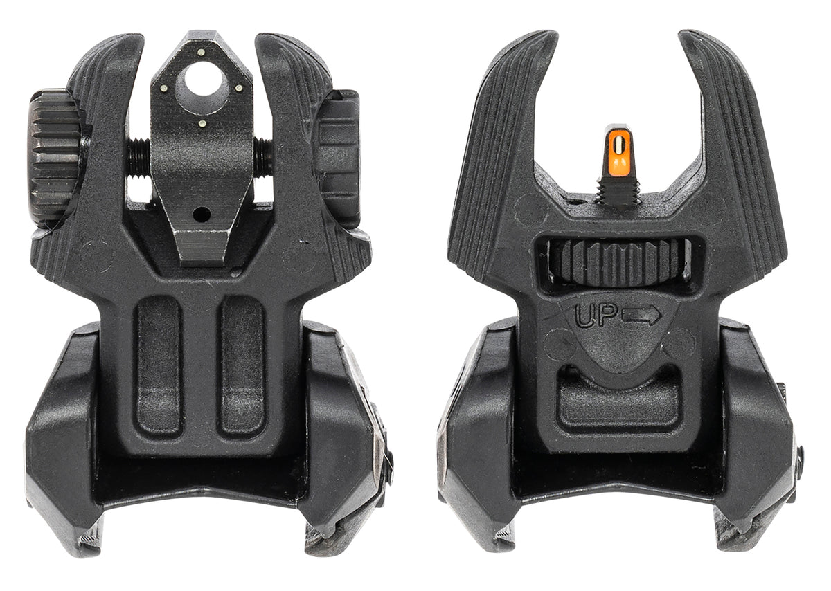 Meprolight 403240 FUBS Black AR Platform Flip-Up Tritium Backup Sight Set Orange Front/Green Rear