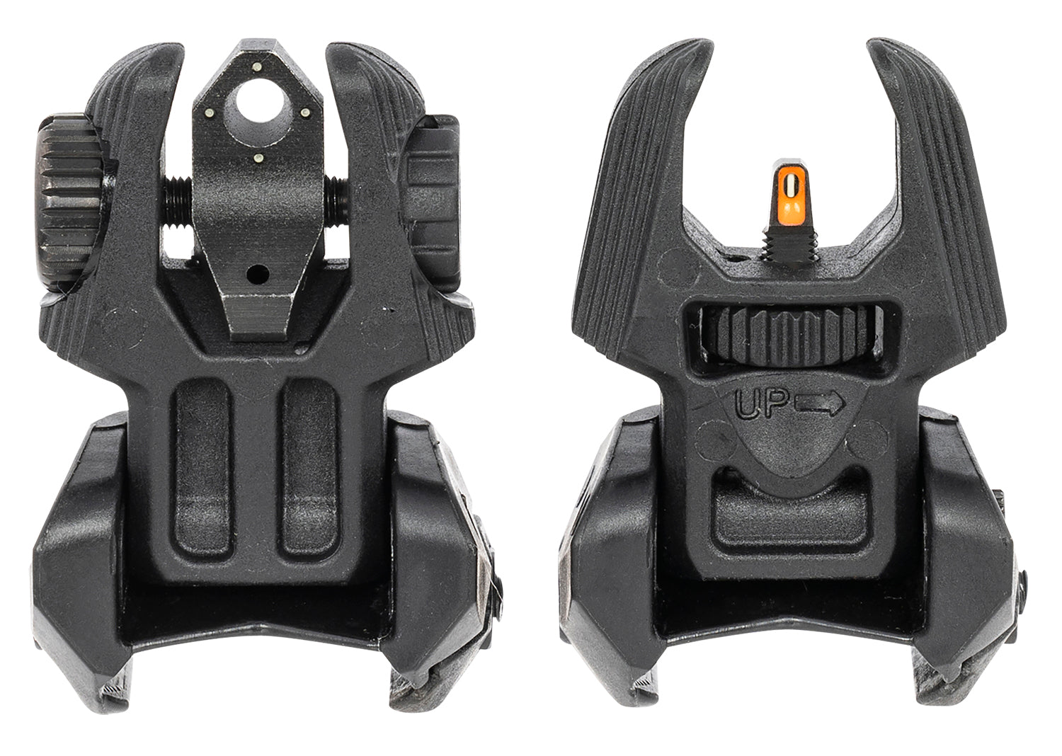 Meprolight 403240 FUBS Black AR Platform Flip-Up Tritium Backup Sight Set Orange Front/Green Rear