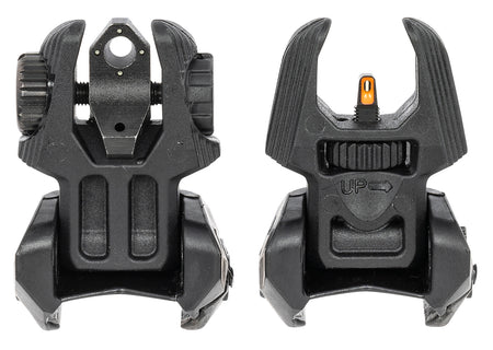 Meprolight 403240 FUBS Black AR Platform Flip-Up Tritium Backup Sight Set Orange Front/Green Rear