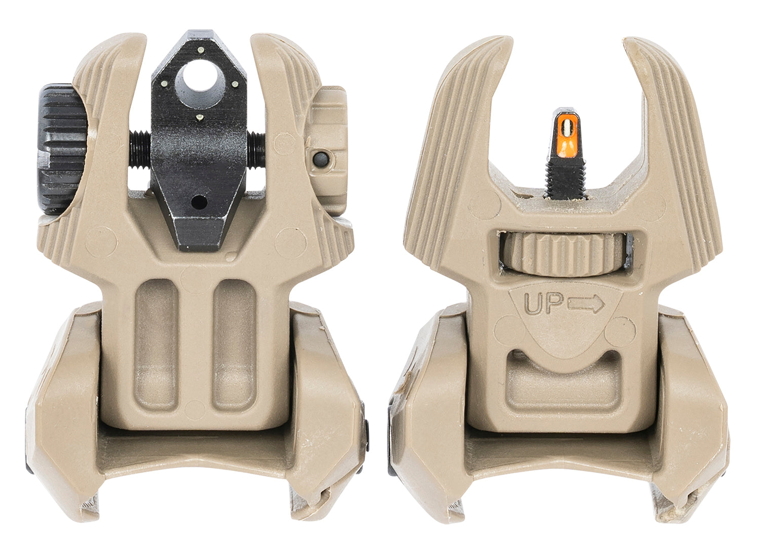 Meprolight 403440 FRBS Desert Tan AR-15 Flip-Up Tritium Backup Sight Set Orange Front/Green Rear