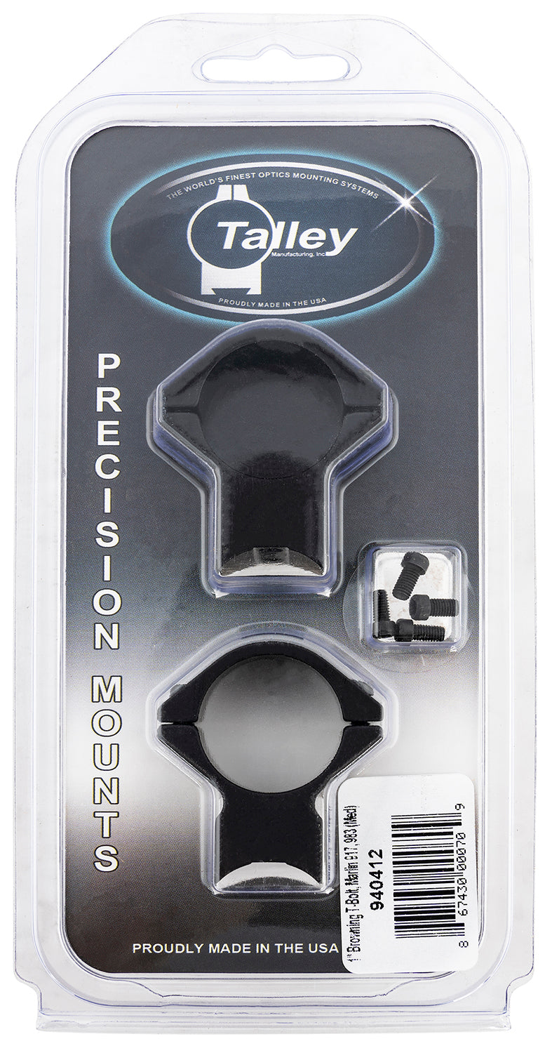 Talley 940412 Browning T-Bolt 1-Inch Tube Scope Ring/Mount Combo Black Anodized Aluminum Medium 0 MOA