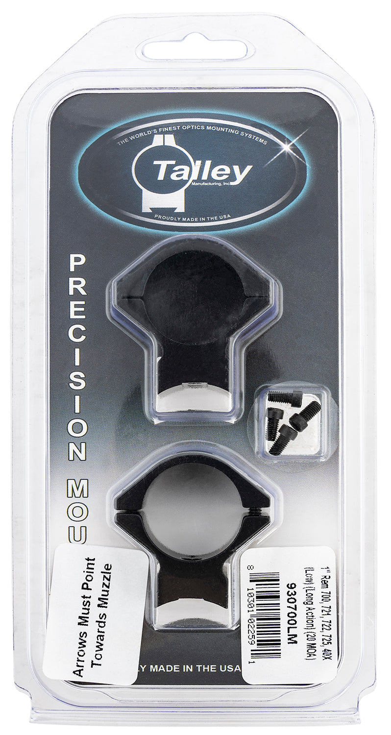 Talley 930700LM Remington 700 Scope Ring and Base Combo 1-Inch Tube Low Rings Long Action 20 MOA Black