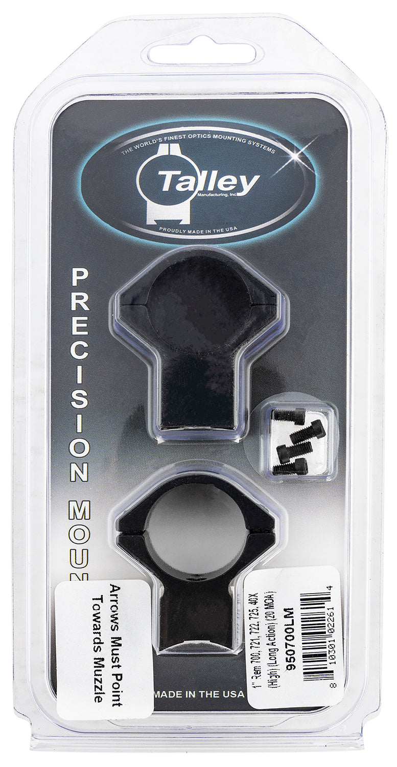 Talley 950700LM Remington 700 Scope Ring and Base Combo 1-Inch Tube High Rings Long Action 20 MOA Black