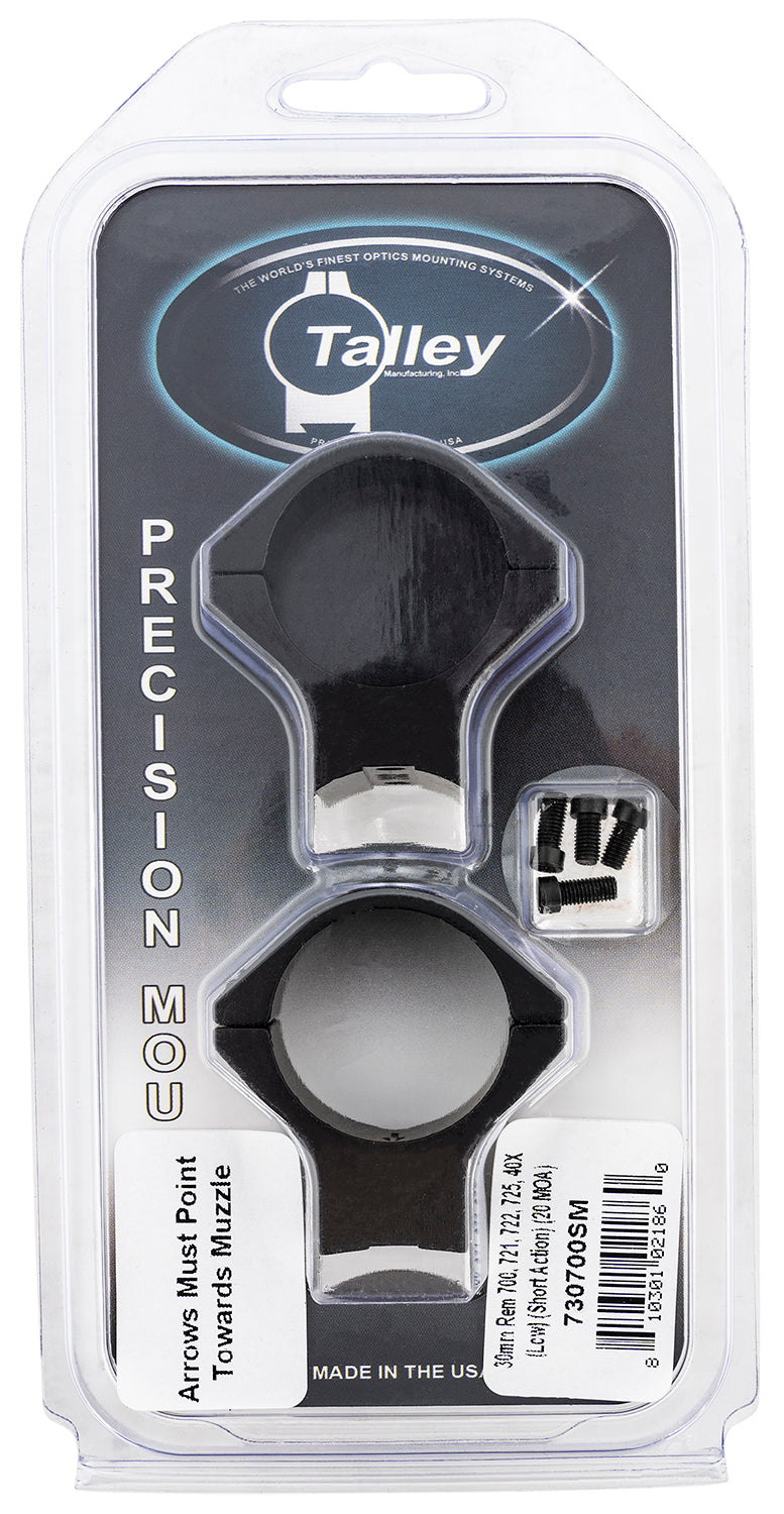 Talley 730700SM Remington 700 Scope Ring and Base Combo 30mm Tube Low Rings Short Action 20 MOA Black