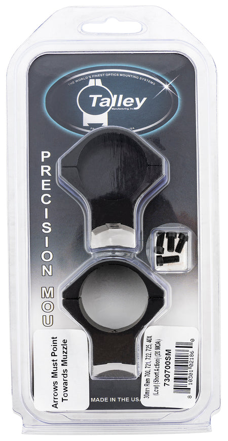 Talley 730700SM Remington 700 Scope Ring and Base Combo 30mm Tube Low Rings Short Action 20 MOA Black