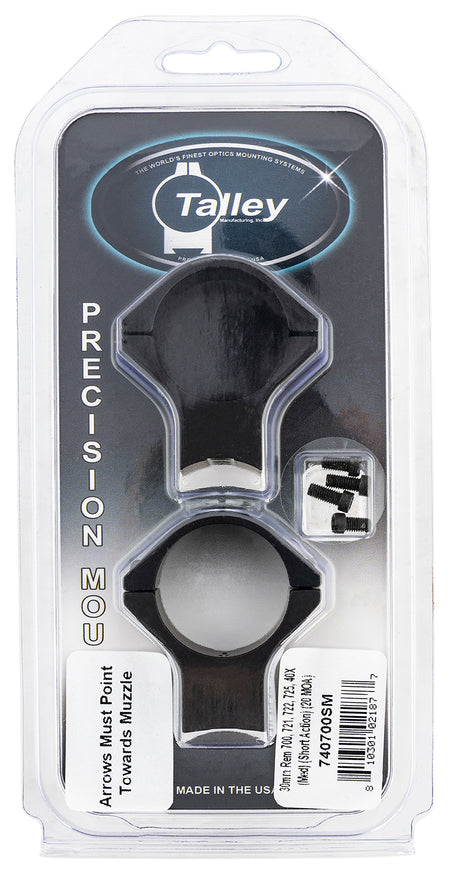 Talley 740700SM Remington 700 Scope Ring and Base Combo 30mm Tube Medium Rings Short Action 20 MOA Black