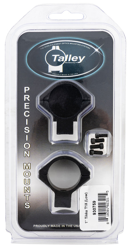Talley 930759 One-Piece Scope Ring Base Combo for Tikka T1/T1X 1 Inch Tube Low Rings Black
