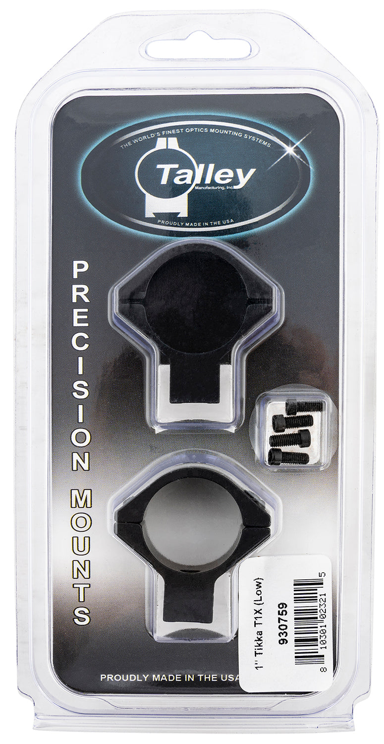 Talley 930759 One-Piece Scope Ring Base Combo for Tikka T1/T1X 1 Inch Tube Low Rings Black