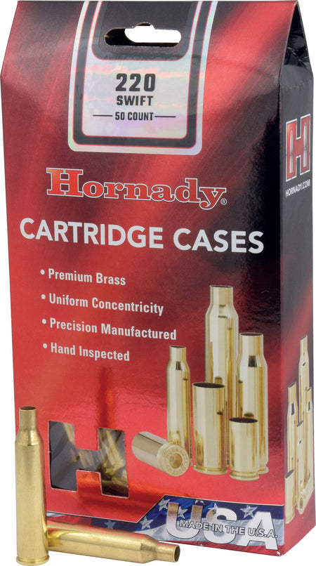 Hornady .220 Swift Unprimed Reloading Brass 50 Pack