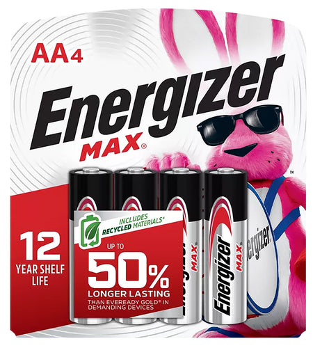 Energizer MAX AA Batteries E91BP4 1.5V Alkaline 4-Pack