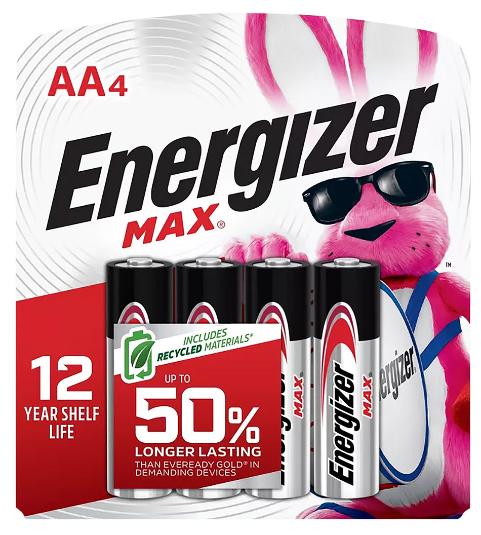 Energizer MAX AA Batteries E91BP4 1.5V Alkaline 4-Pack