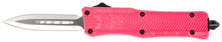 CobraTec CTK-1 Small 2.75" OTF Plain Dagger D2 Blade Pink Aluminum Handle Glass Breaker Pocket Clip