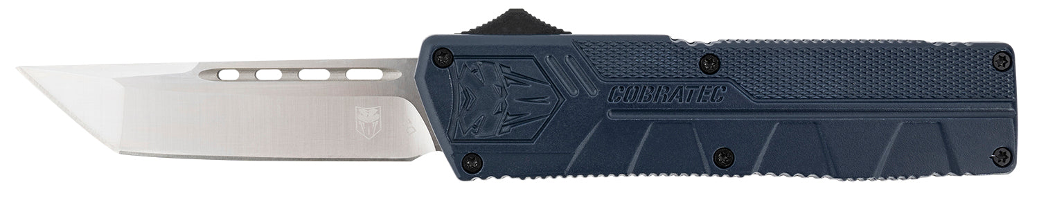 CobraTec Lightweight 3.25" OTF Plain Tanto D2 Blade NYPD Blue Aluminum Handle Pocket Clip