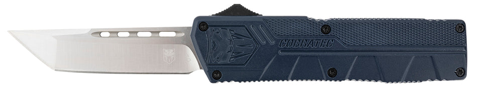 CobraTec Lightweight 3.25" OTF Plain Tanto D2 Blade NYPD Blue Aluminum Handle Pocket Clip