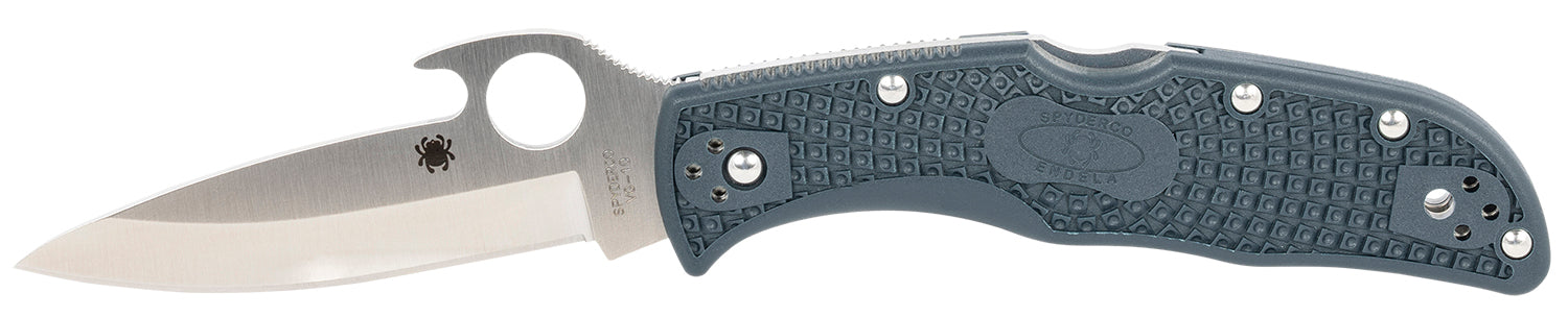 Spyderco C243PGYW Endela LW 3.41" Plain Clip Point VG-10 SS Blade Blue-Gray FRN Handle with Pocket Clip