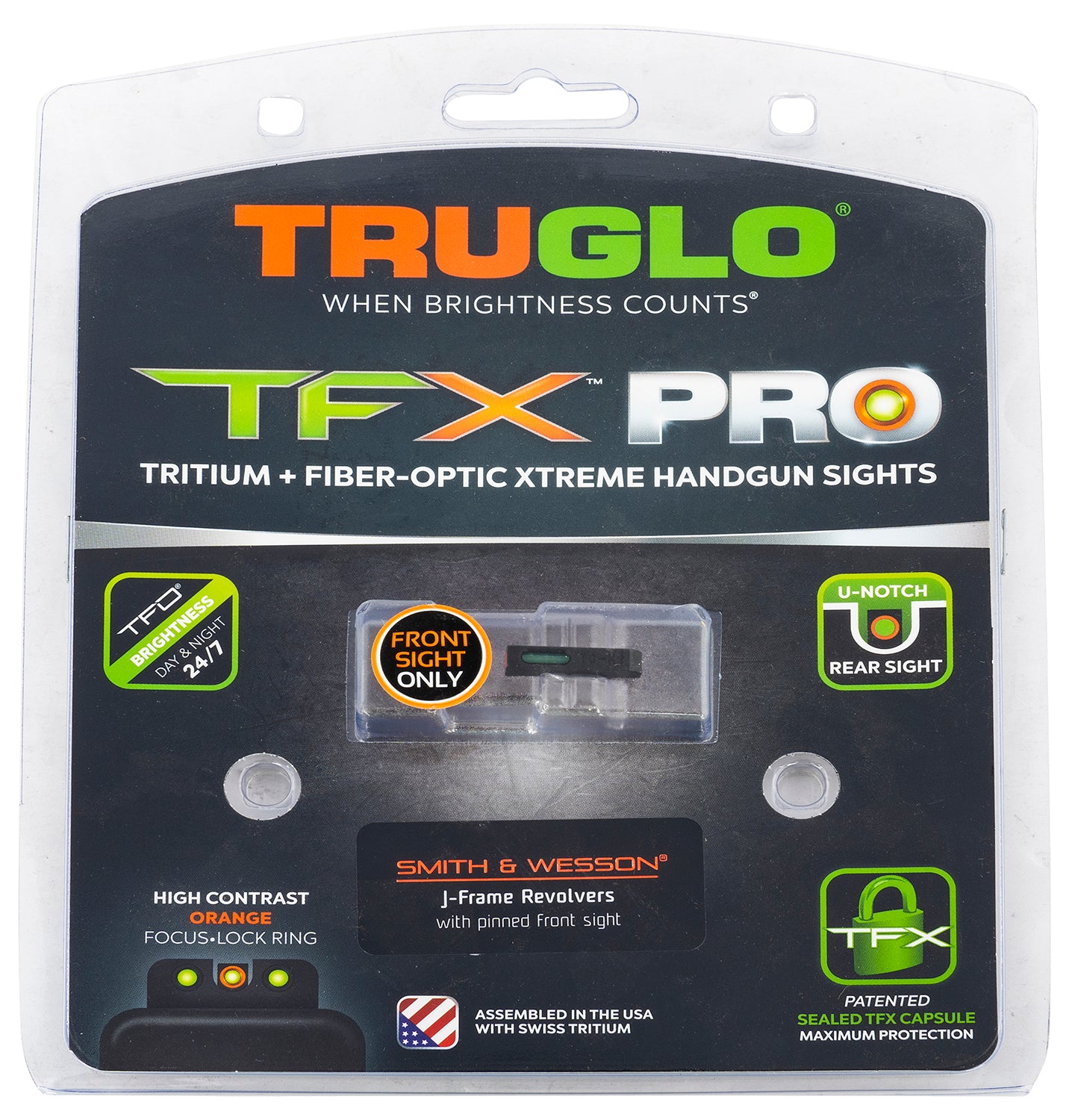 TruGlo TFX Pro TGTG13SJ1PC Green Tritium Fiber Optic Front Sight with Orange Outline