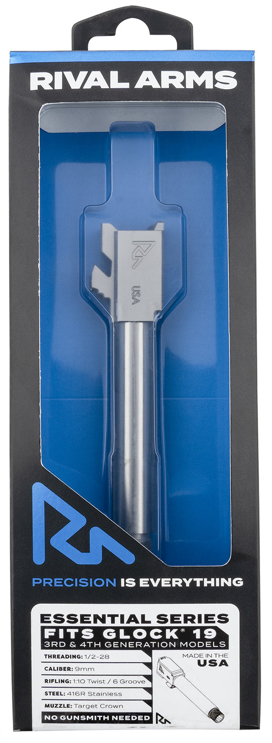 Rival Arms RA22G202D 9mm Luger Essential V2 Threaded Drop-In Barrel 4.49" Stainless Glock 19 Gen3-4