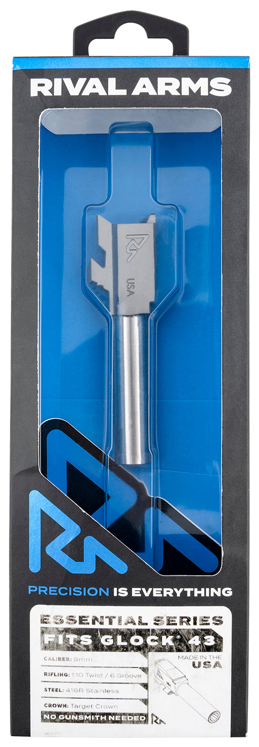 Rival Arms RA22G301D 9mm Luger Essential V2 Drop-In Barrel 3.41" Stainless Glock 43