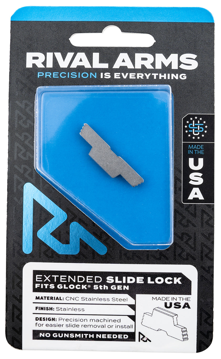 Rival Arms Glock 34/17/19 Gen5 Polished Stainless Extended Slide Lock