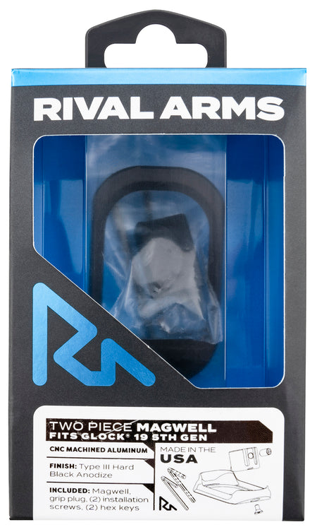 Rival Arms RARA70G221A Black Anodized Aluminum Two Piece Magwell Compatible with Glock 19 Gen5