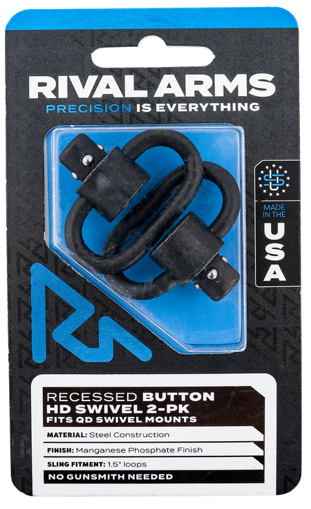 Rival Arms RA-RA92S2A Black Steel HD Swivel Set 1.5" Loops Manganese Phosphate