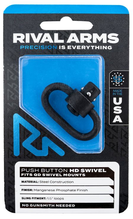 Rival Arms RA-RA92S1B Black Steel HD Swivel 1.25" Loop Manganese Phosphate Push Button