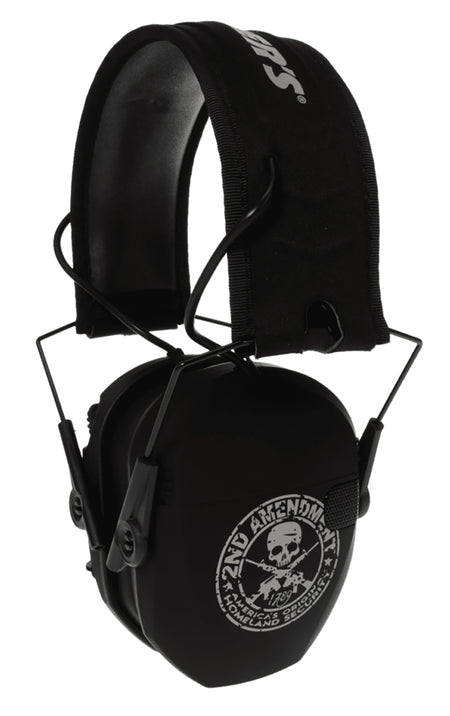 Walker's Razor Slim Freedom Muff 23 dB Over the Head Black with Distressed 2nd Amendment Graphic