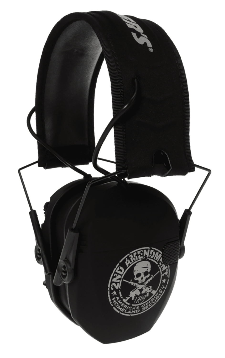 Walker's Razor Slim Freedom Muff 23 dB Over the Head Black with Distressed 2nd Amendment Graphic