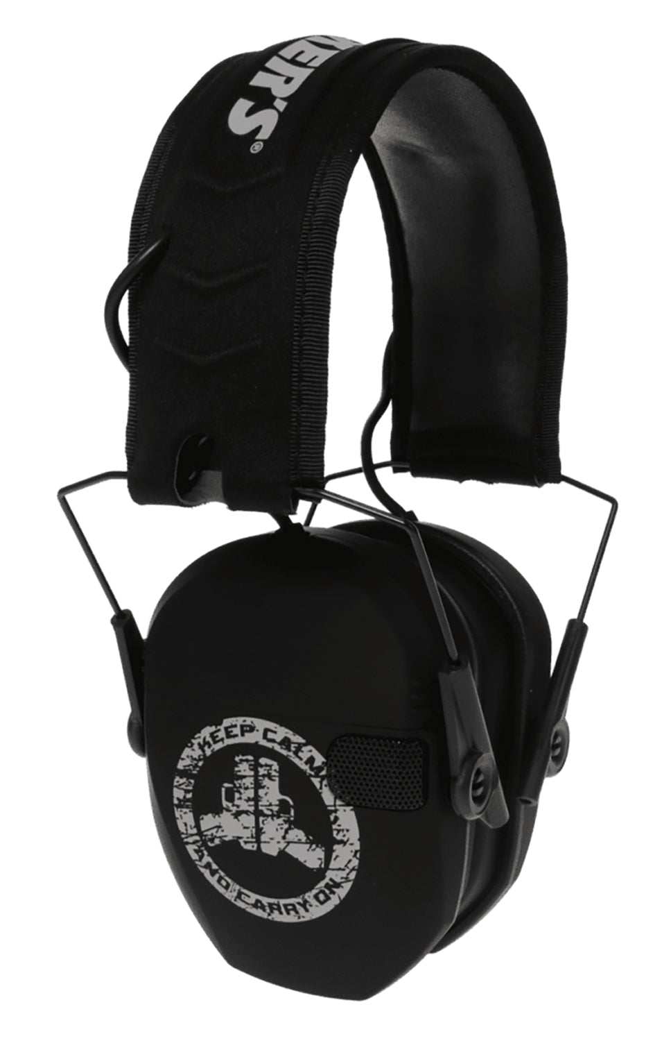 Walker's Razor Slim Freedom Muff 23 dB Over the Head Black with Distressed Carry On Graphic