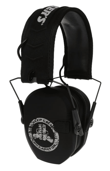 Walker's Razor Slim Freedom Muff 23 dB Over the Head Black with Distressed Carry On Graphic