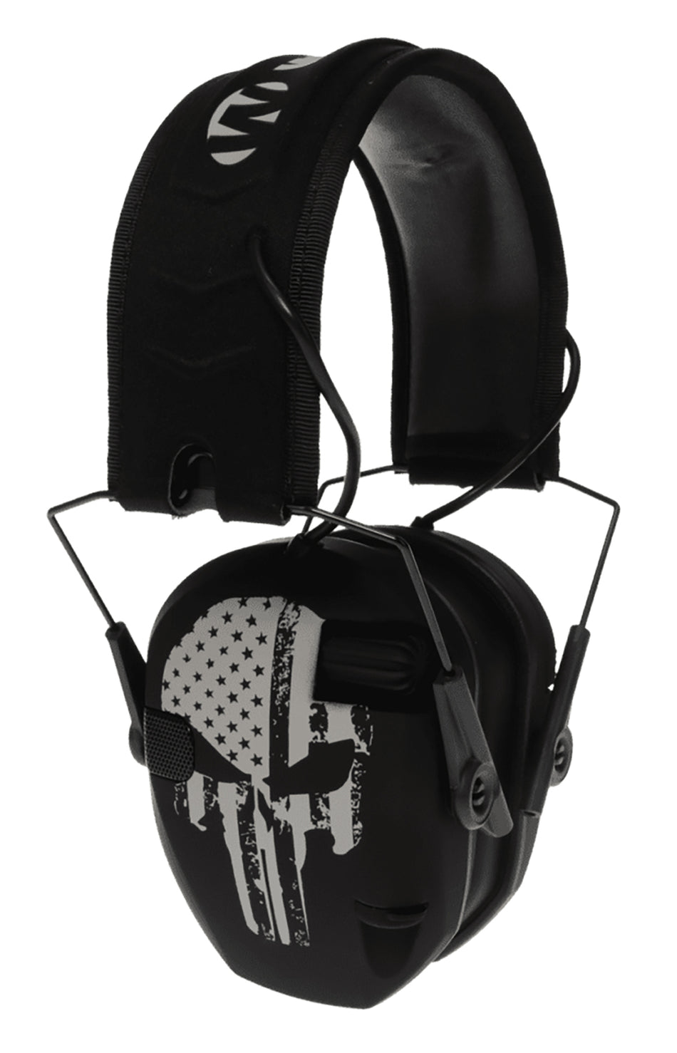 Walker's Razor Slim Freedom Muff 23 dB Over the Head Black with Distressed Punisher Flag Graphic